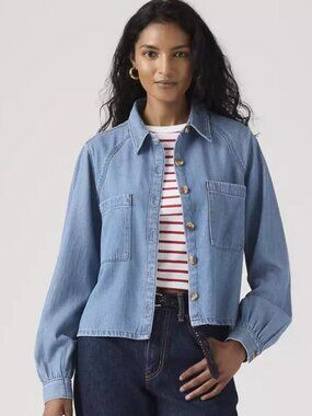 Levi's Tini Long Sleeve Blue Denim Utility Shirt - Size XS